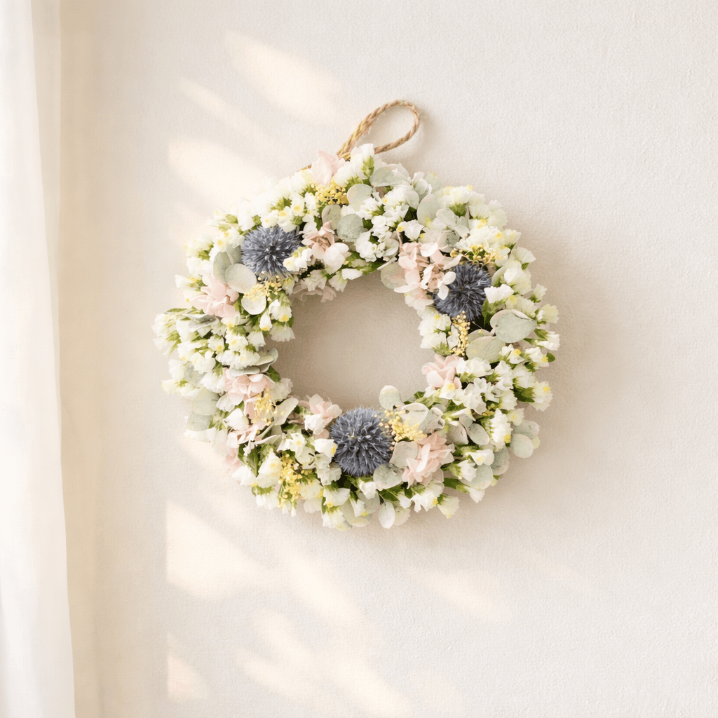 春色ナチュラルなドライフラワーリース1枚目の画像