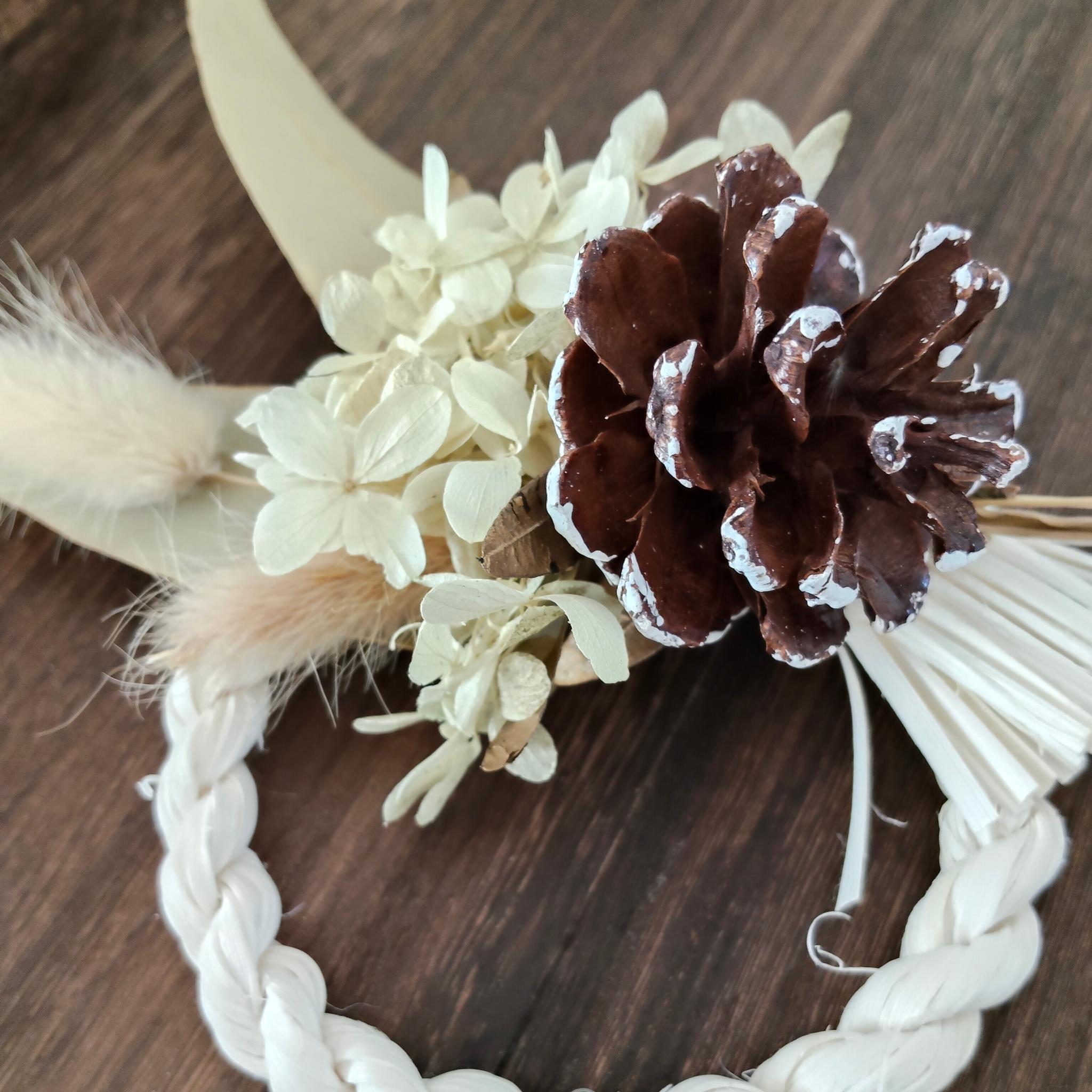 小さなしめ飾りプリザーブドフラワーしめ縄リース | 2枚目