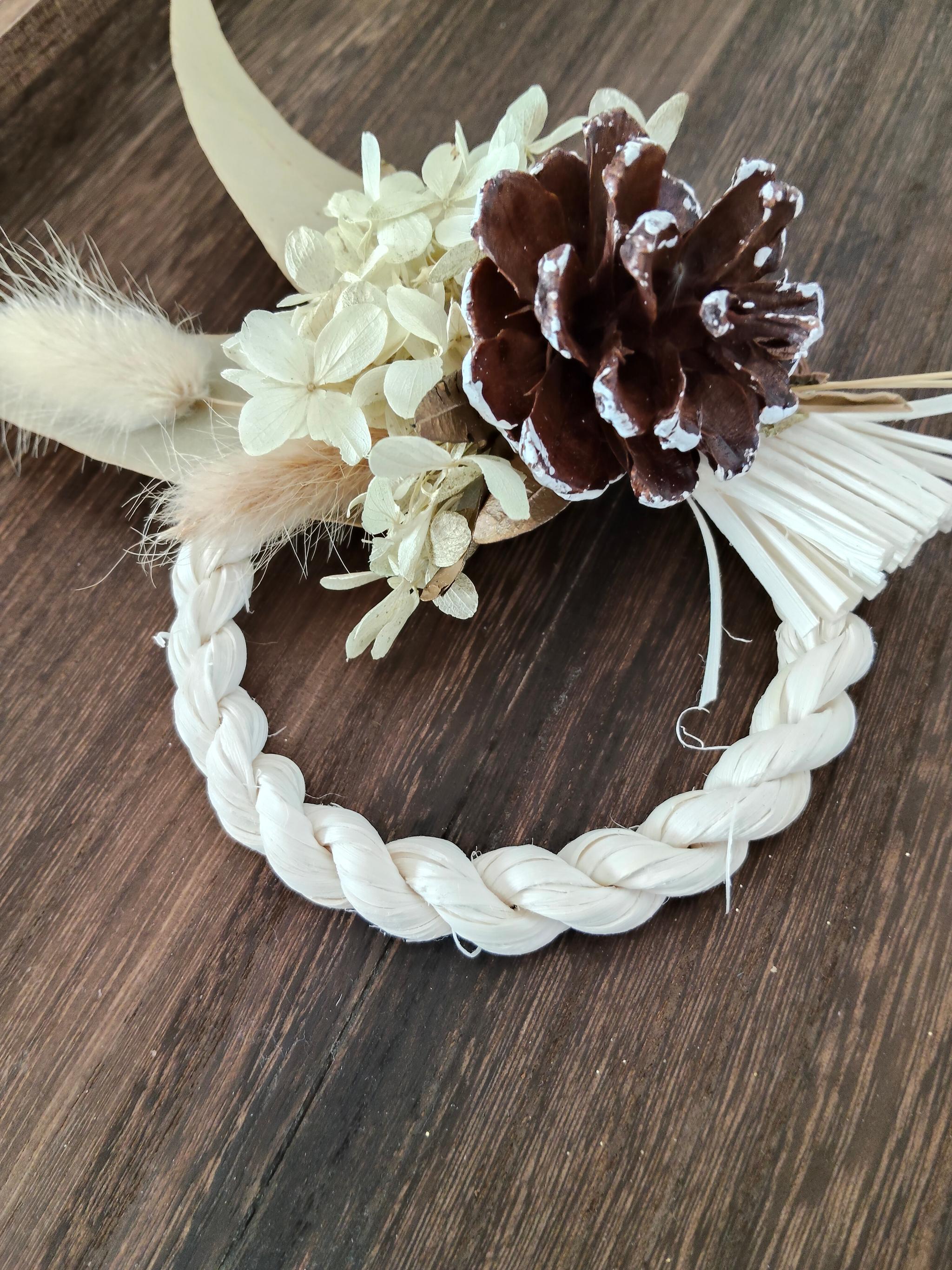 小さなしめ飾りプリザーブドフラワーしめ縄リース | 3枚目