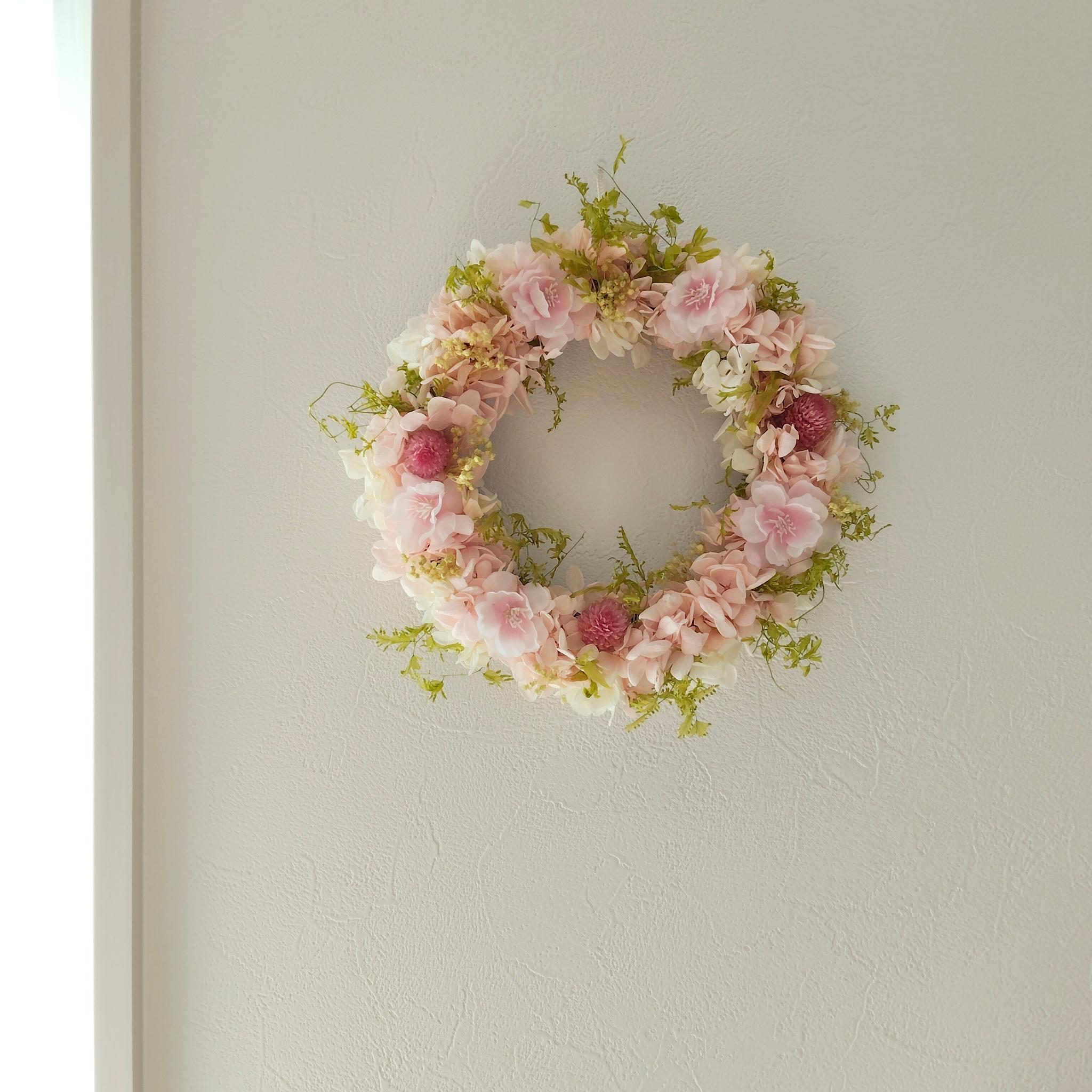 春色ふんわり桜リース プリザーブドフラワーアーティフィシャルフラワー | 10枚目