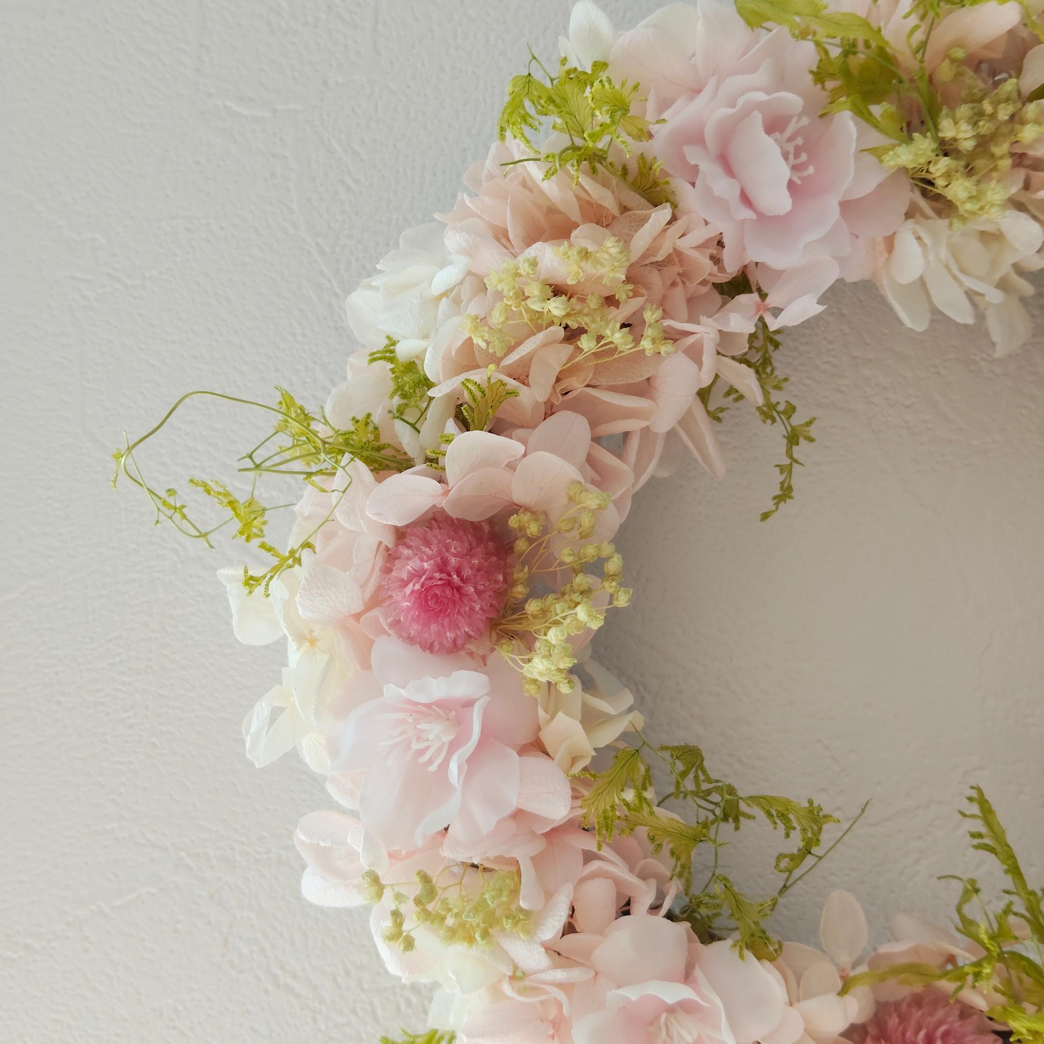 春色ふんわり桜リース プリザーブドフラワーアーティフィシャルフラワー | 2枚目