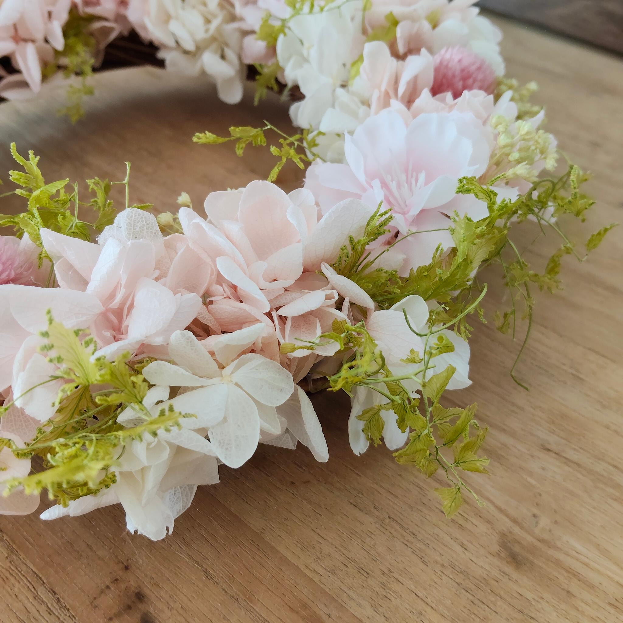 春色ふんわり桜リース プリザーブドフラワーアーティフィシャルフラワー | 3枚目