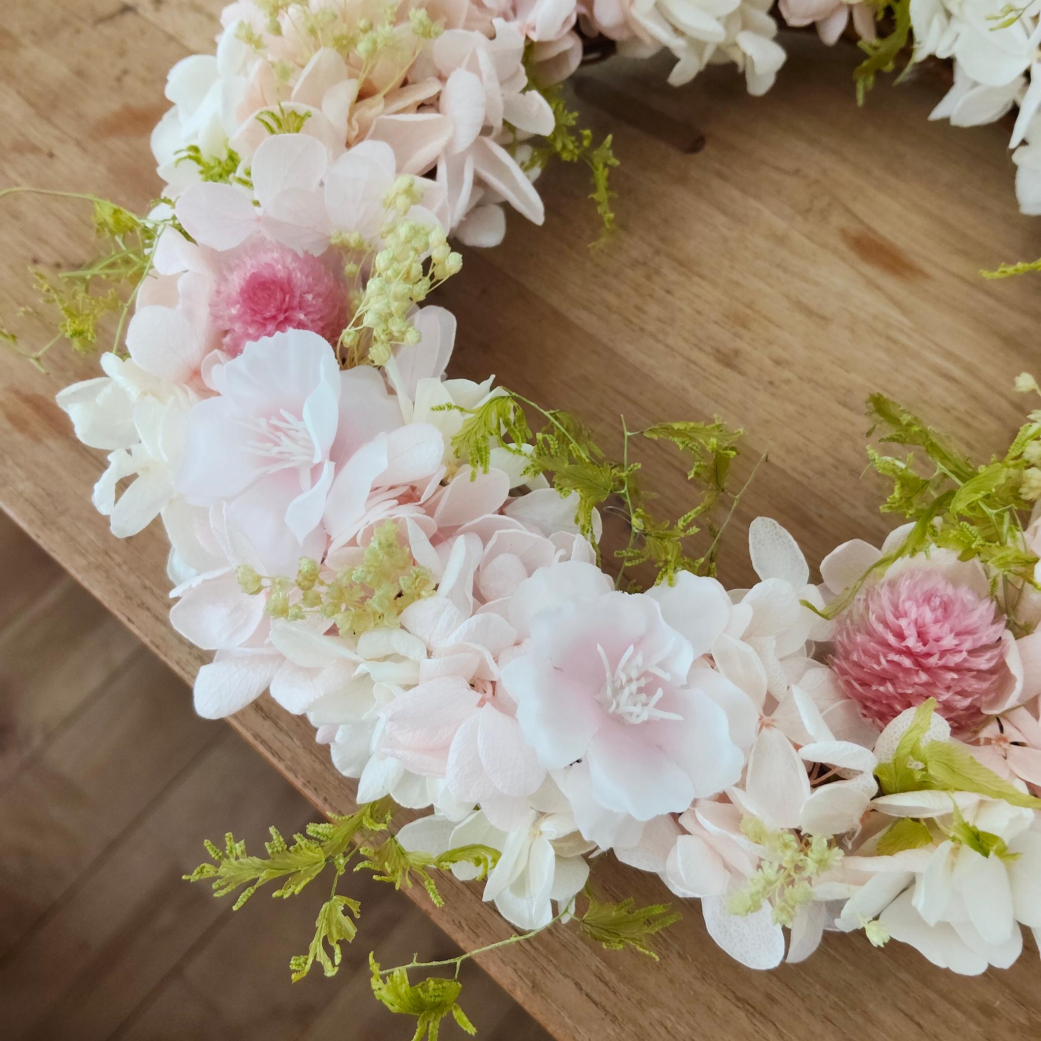 春色ふんわり桜リース プリザーブドフラワーアーティフィシャルフラワー | 4枚目