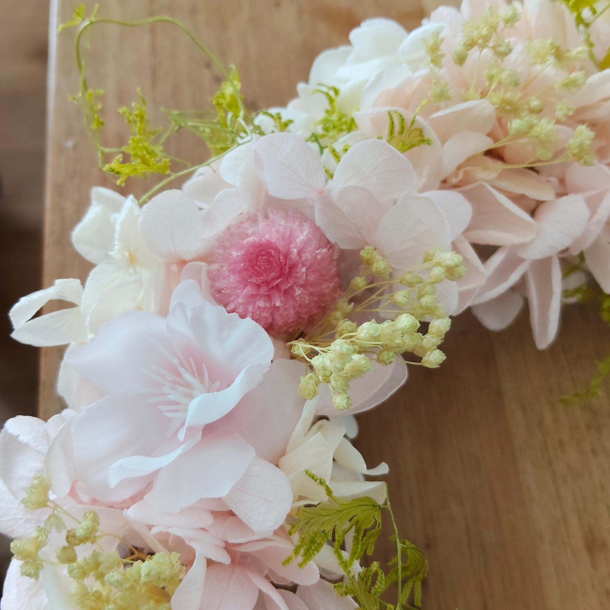 春色ふんわり桜リース プリザーブドフラワーアーティフィシャルフラワー | 5枚目